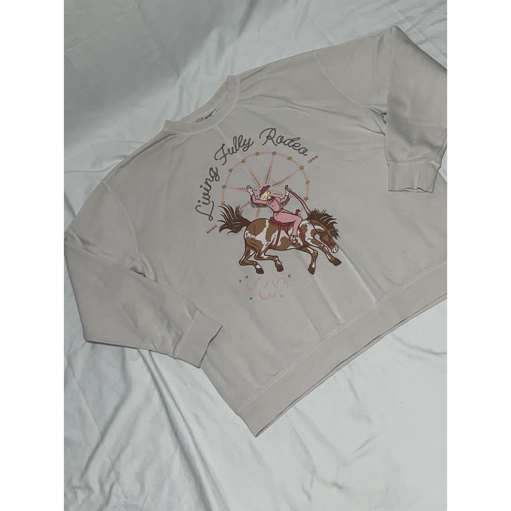 Living Fully Co Rodeo Crewneck Sweatshirt Mallory Ervin Adult Size XXL Pink Read